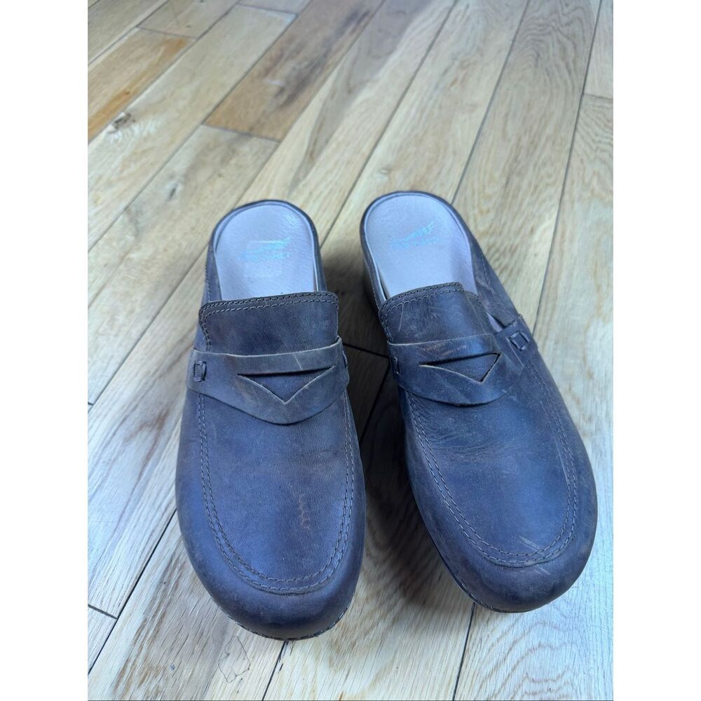 Dansko Womens Brown Leather Penny Loafer Clogs Size 41 US 10.5-11